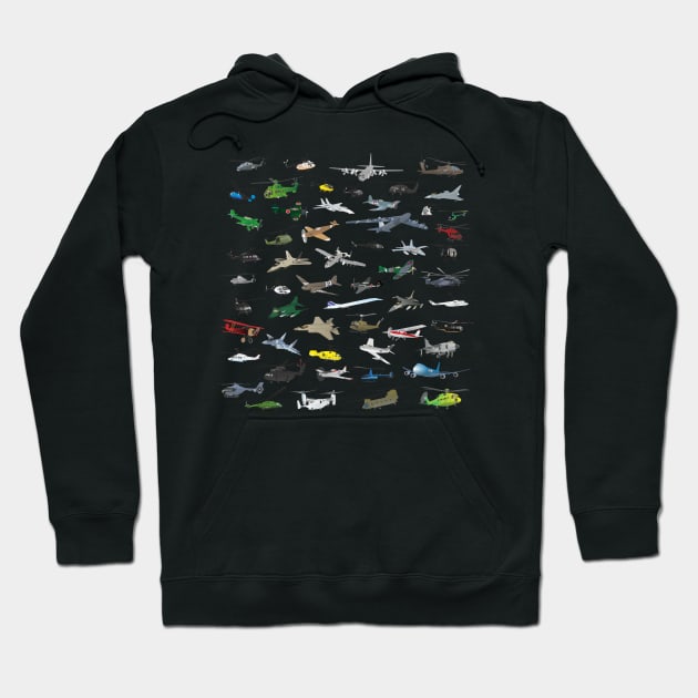 Various Colorful Airplanes and Helicopters Hoodie by NorseTech